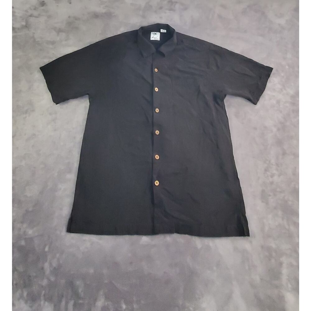 Brigata MENS 100% Silk Size M Button up Shirt Short Sleeve Black C23-41